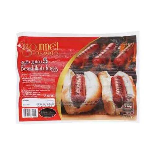 Gourmet Frozen Beef Hot Dogs 5 Pieces 450G