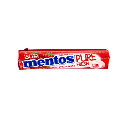 Mentos Pure Fresh Chewing Gum Strawberry Flavor Sugar Free 9 Per Pack