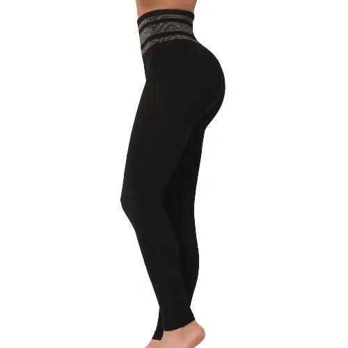 Sankom Patent Posture  Yoga Pants Black & Silver   - 028-Bs Xxl