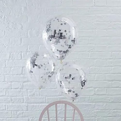 Silver Confetti Balloons - Non Inflated