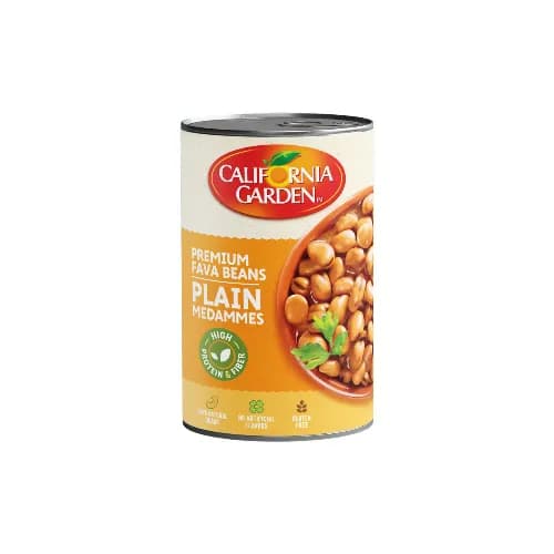 California Garden Premium Fava Beans Plain Medammes - Gluten Free, Artificial Flavors Free 450 Gr