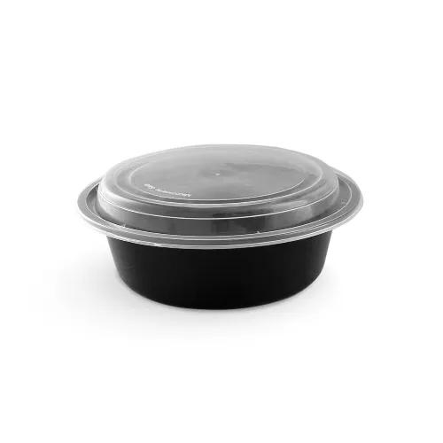 Food Pack Black 16Oz Multipurpose Round Containers With Lids 5 X 475Ml