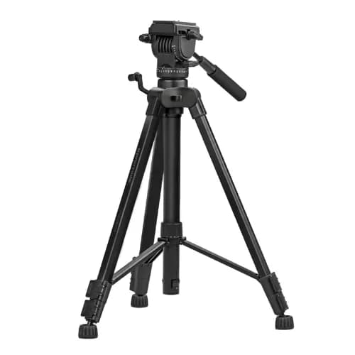 Promate 67-165 cm Extendable Tripod With 3-way Pan & Tilt Head , 2 Section Telescoping Legs With Flip-locks