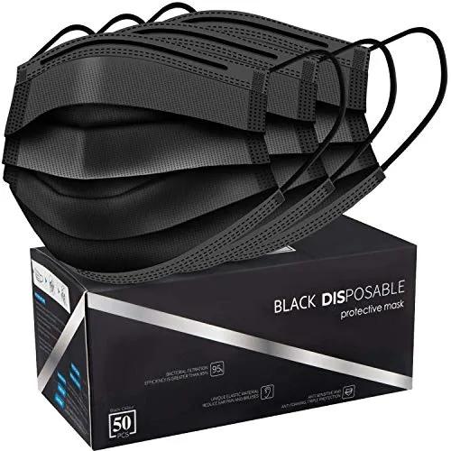 Black Disposable Face Mask 50 Per Pack