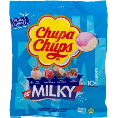 Chupa Chups Milky Lollipops (10 Pieces) 120 Gr