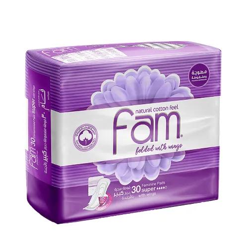 Fam Folded Super Pads With Wings 30 Per Pack