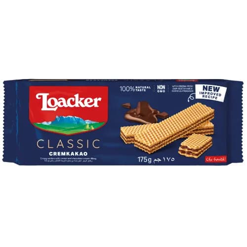 Loacker Classic Cremkakao Wafers Filled With Cocoa & Chocolate Cream - Gmo Free, Preservative Free, Hydrogenated Fat Free 45G