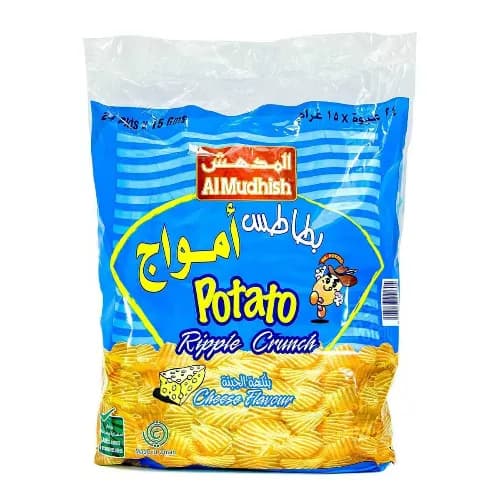 Al Mudhish Ripple Crunch Cheese Potato Chips - No Added Artificial Colors, No Added Preservatives 24 X 15 Gr