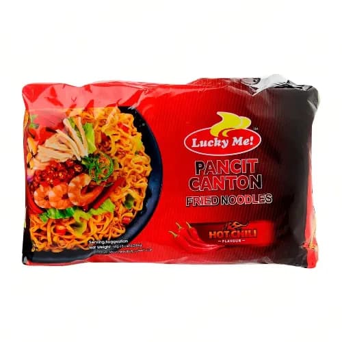 Lucky Me Pancit Canton Instant Fried Noodles Hot Chili Flavor 6 X 60G