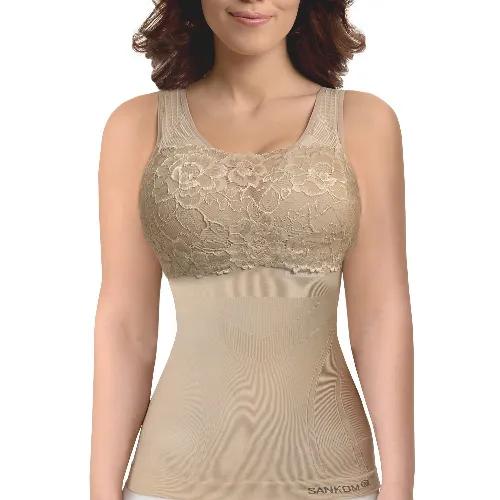 Sankom Patent Vest With Bra Incorporated Beige  - 085Cpc-S/M