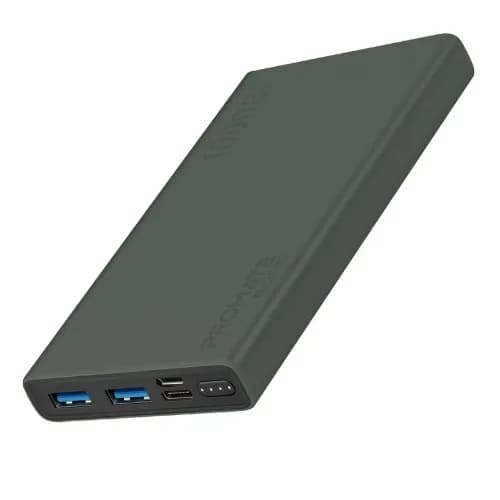 Promate Power Bank 10,000 mAh Smart Charging With dual USB Output Mindnight Green