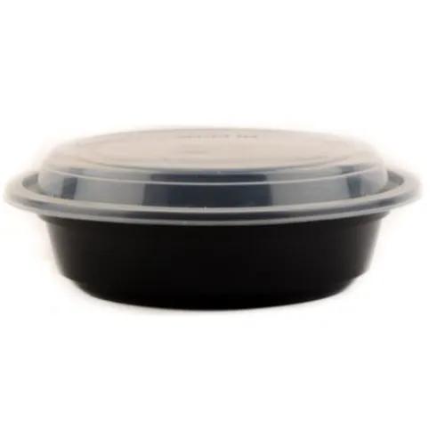 Food Pack Black 32Oz Multipurpose Round Containers With Lids 5 X 950Ml