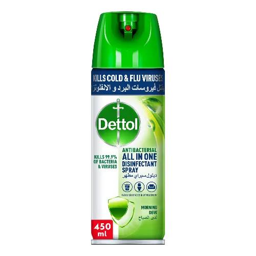 Dettol Antibacterial All In One Disinfectant Spray Morning Dew Scent 450 Ml