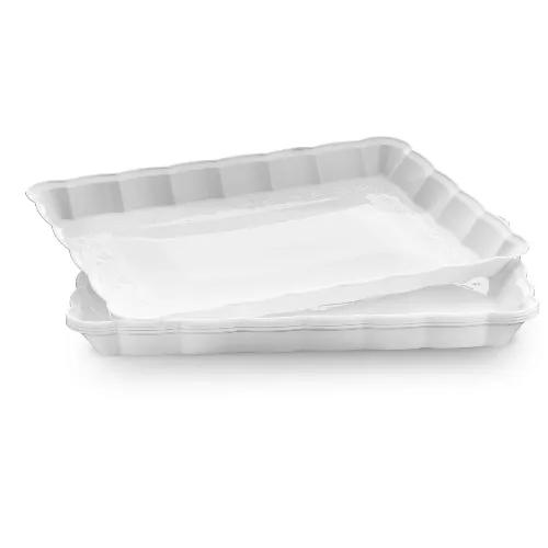 Food Pack White Disposable Plastic Trays Size 4 25 Per Pack