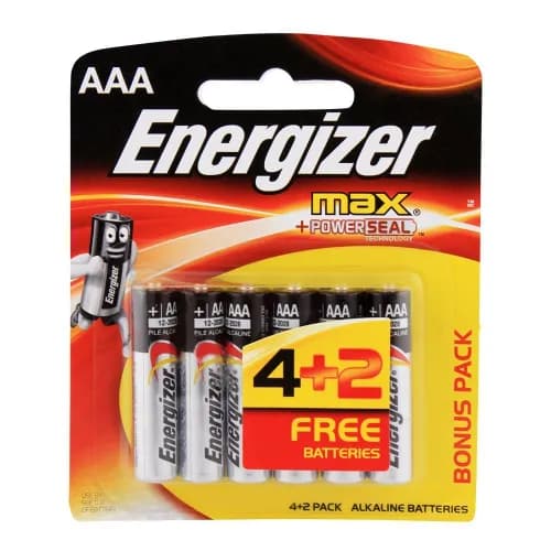 Energizer Max Aaa Alkaline Batteries 4 + 2 Free 6 Per Pack