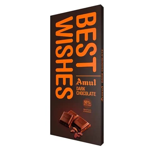 Amul Best Wishes 55% Dark Chocolate Slab - Vegetarian 150 Gr