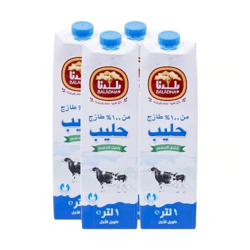 Baladna Long Life Full Fat Milk 4 X 1 L