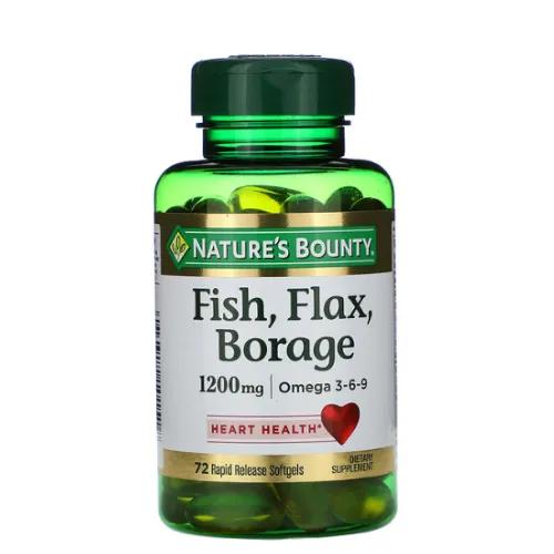 NB Fish, Flax, Borage 1200mg Omega 3-6-9 Softgels 72's