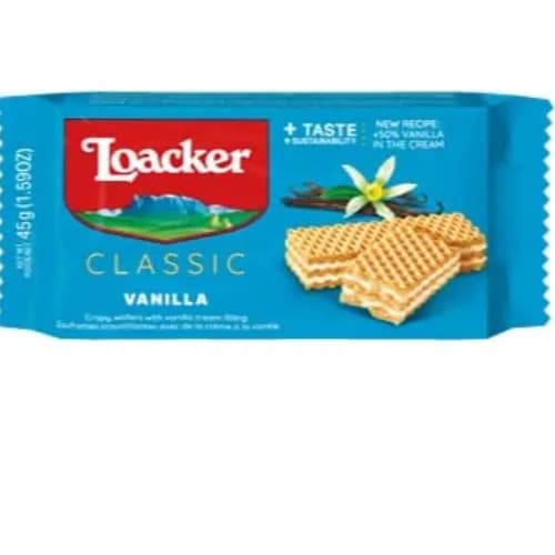 Loacker Classic Wafers Filled With Vanilla Cream - Gmo Free, Preservative Free, No Added Colors 45G