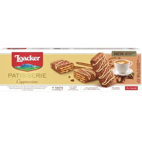 Loacker Gran Pasticceria Cappuccino Chocolate Biscuits With Coffee Cream - Trans-Fat Free 100G