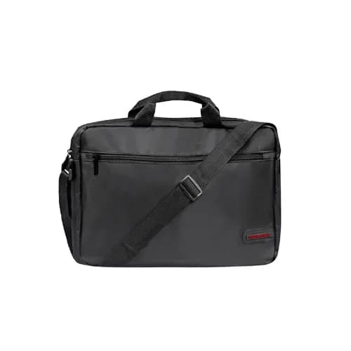 Promate Lightweight Messenger Bag With Front Storage Zipper For Laptops Up To 15.6" , Black