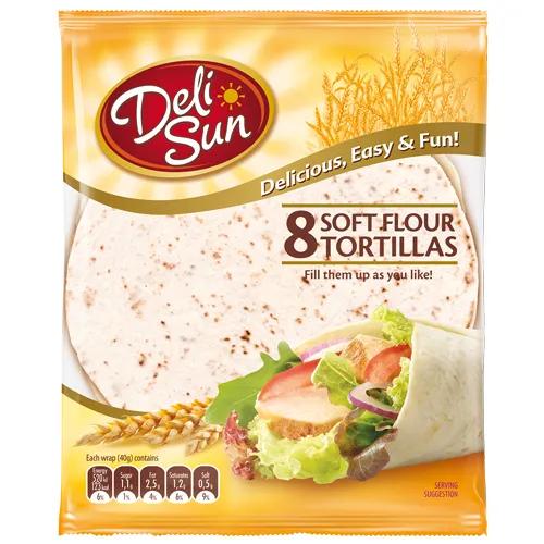 Delisun Soft Flour Tortillas 8 Wraps 17.5Cm 320G