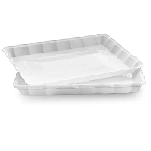 Food Pack White Disposable Plastic Trays Size 2 25 Per Pack