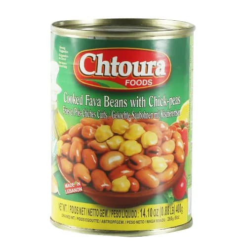 Chtoura Foods Cooked Fava Beans With Chickpeas - Vegetarian 400 Gr