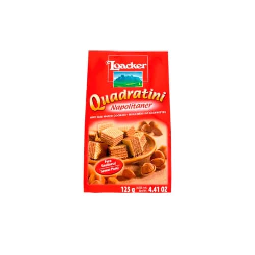 Loacker Quadratini Napolitaner Wafer Cubes Filled With Hazelnut Cream - Gmo Free 125G