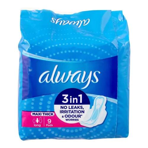 Always Maxi Thick Pads Long 9 Per Pack