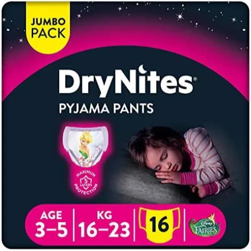 Dry Nites Pyjama Pants Diapers For Girls (3-5 Years & 16-23Kg) 16 Per Pack