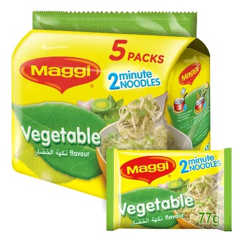 Maggi 2 Minute Instant Noodles Vegetable Flavor 5 X 77G