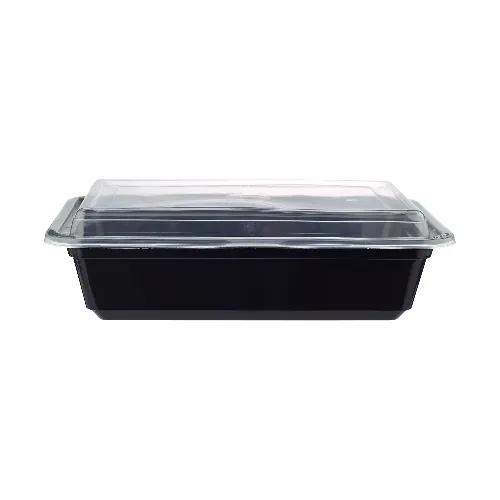 Food Pack Black 38Oz Multipurpose Rectangular Containers With Lids 5 Per Pack