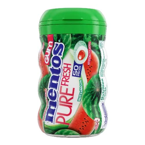 Mentos Pure Fresh Chewing Gum Watermelon Flavor Sugar Free 50 Per Pack