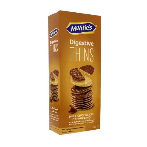 Mcvities Digestive Thins Milk Chocolate Cappuccino - Trans Fat Free, Artificial Colors Free, Artificial Flavors Free 150G