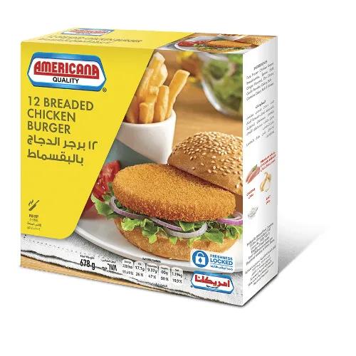 Americana Breaded Chicken Burger 12 Pieces 678 Gr