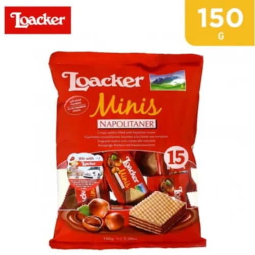 Loacker Mini Wafers Filled With Hazelnut Cream (15 Pieces) - Hydrogenated Fat Free, Colorings Free, Preservatives Free 150G