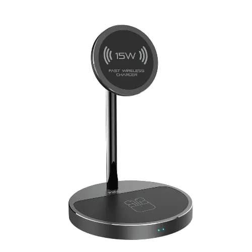 Promate 3-in-1 Magsafe Wireless Charger With 15w Magsafe , 5w Qi & 20w PD USB-C , UK-Black