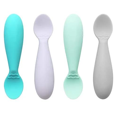 Baby Plus Blue & Teal Silicone Spoons (4+ Months) - Bpa Free 2 Per Pack