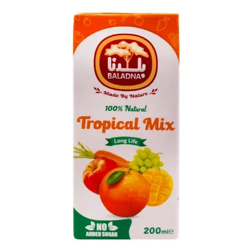 Baladna Tropical Mix Fruit Juice - No Added Sugar 6 X 200 Ml