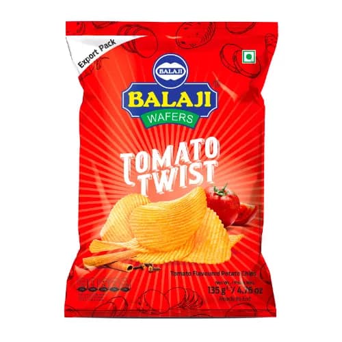 Balaji Potato Wafers Tomato Twist Flavor - Vegetarian 135 Gr