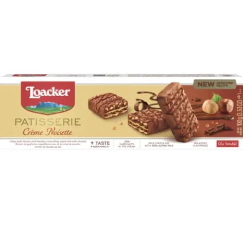 Loacker Milk Chocolate Coated Wafer Biscuits Filled With Hazelnut Cream - Gmo Free, No Added Flavoring, No Added Coloring 100G