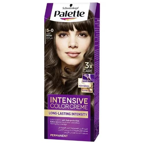 Schwarzkopf Palette Intensive Color Creme Permanent Hair Color with Keratin, Panthenol & Nutri-Oil Light Brown 5-0 1 pack