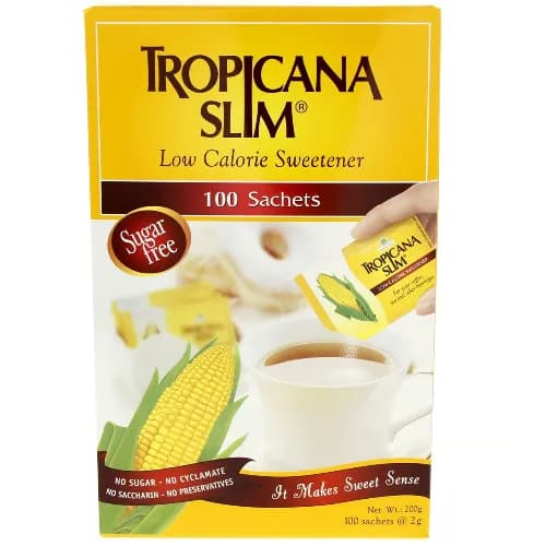 Tropicana Slim Low Calorie Sweetener (100 Sachets) - sugar free, preservatives free 200 gr