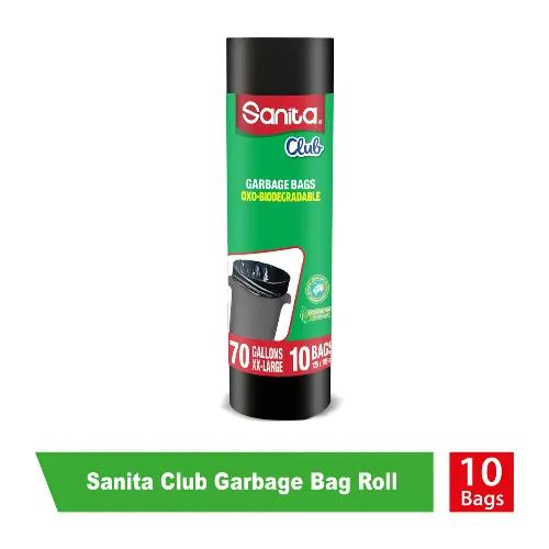 Sanita Club Oxo-Biodegradable XXL Black 70 Gallon Garbage Bags (125x105cm) 10 per pack