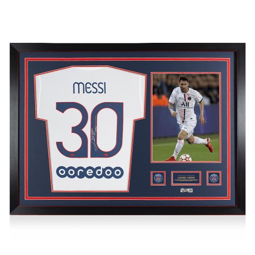 Tshirt Icp 21/22 Messi Back Signed Framed - White