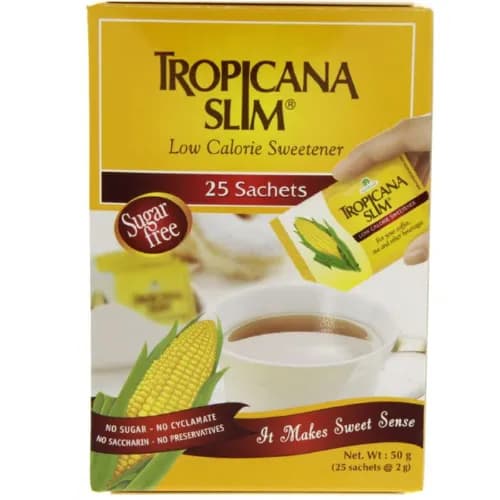 Tropicana Slim Low Calorie Sweetener (25 Sachets) - sugar free, no cyclamate, no saccharin, preservatives free 50 gr