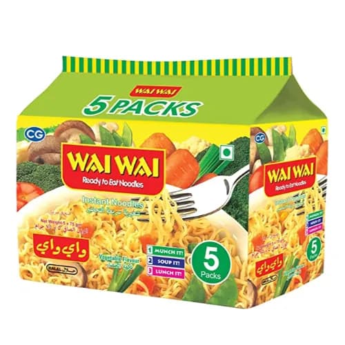 Wai Wai Ready to Eat Instant Noodles Chicken Flavor 5 x 75 gr