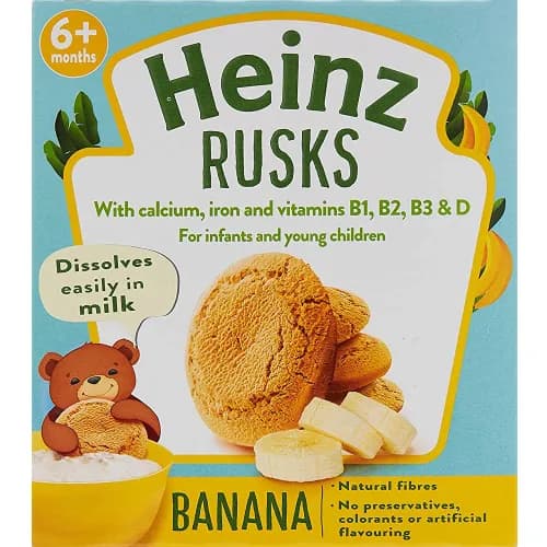 Heinz Farley's Rusks Banana Flavor 6+ Months - Preservatives Free, Artificial Colors Free, Artificial Flavors Free 150g