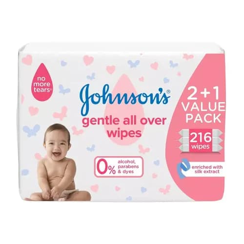 Johnson's Gentle All Over Wipes 216 Wipes